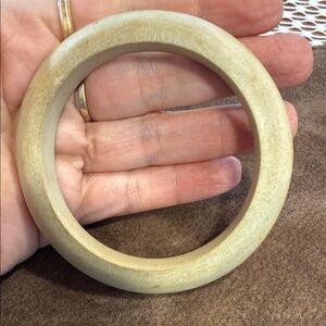 Neutral Cream Wooden Bangle Bracelet
